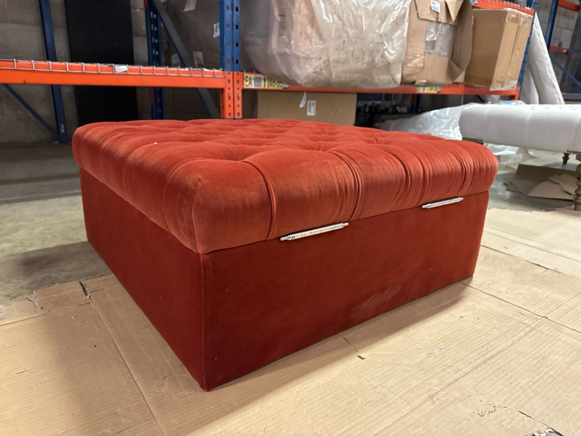 Valentin Medium Square Storage Footstool in Moroccan Spice Smart Velvet RRP - £800 - Image 2 of 7