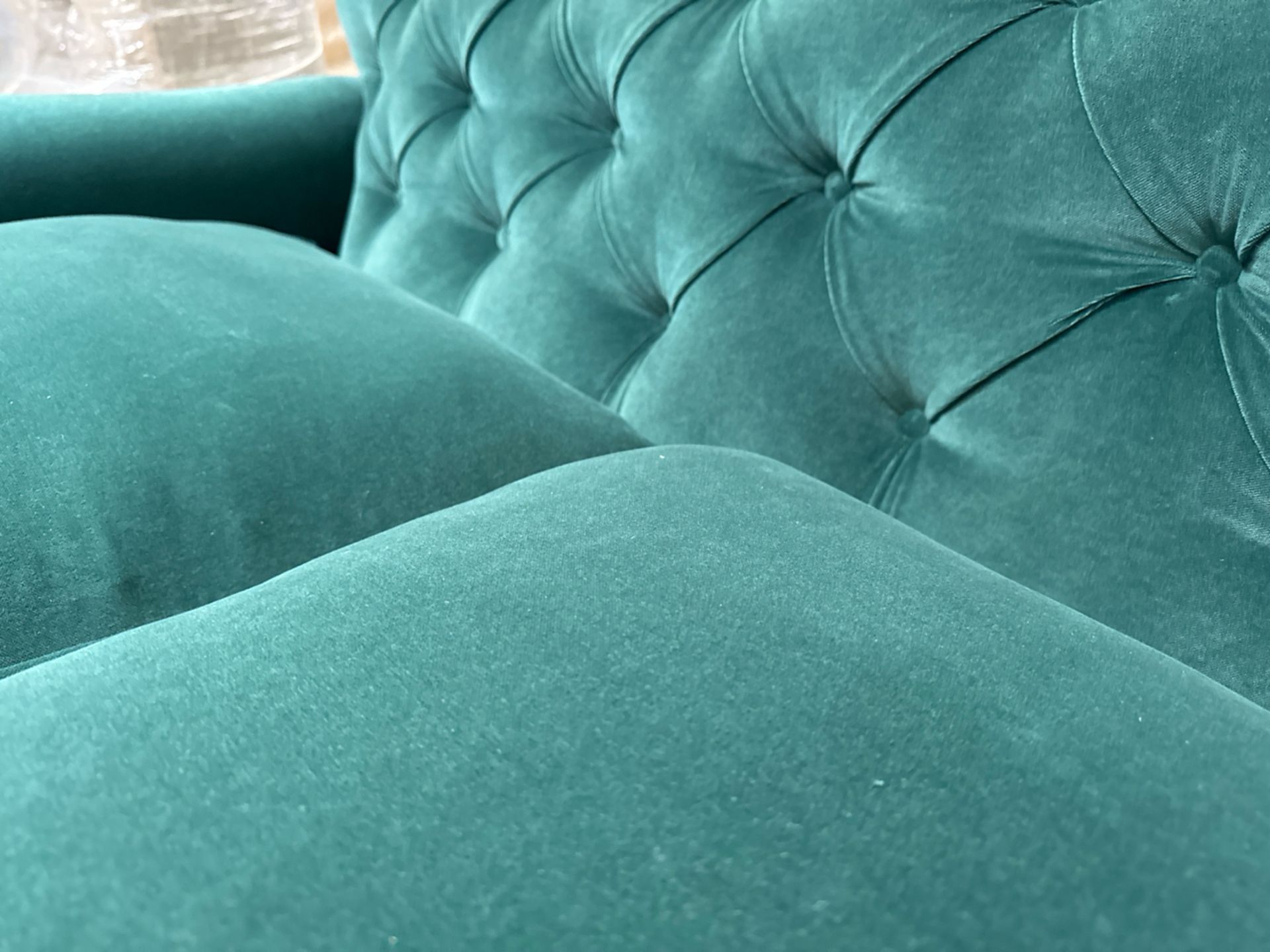 Snowdrop Button Back 2 Seat Sofa In Jade Smart Velvet RRP - £1890 - Image 6 of 6