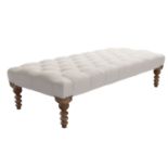 Valentin Large Rectangular Footstool In Taupe Brushed Linen Cotton RRP - £550