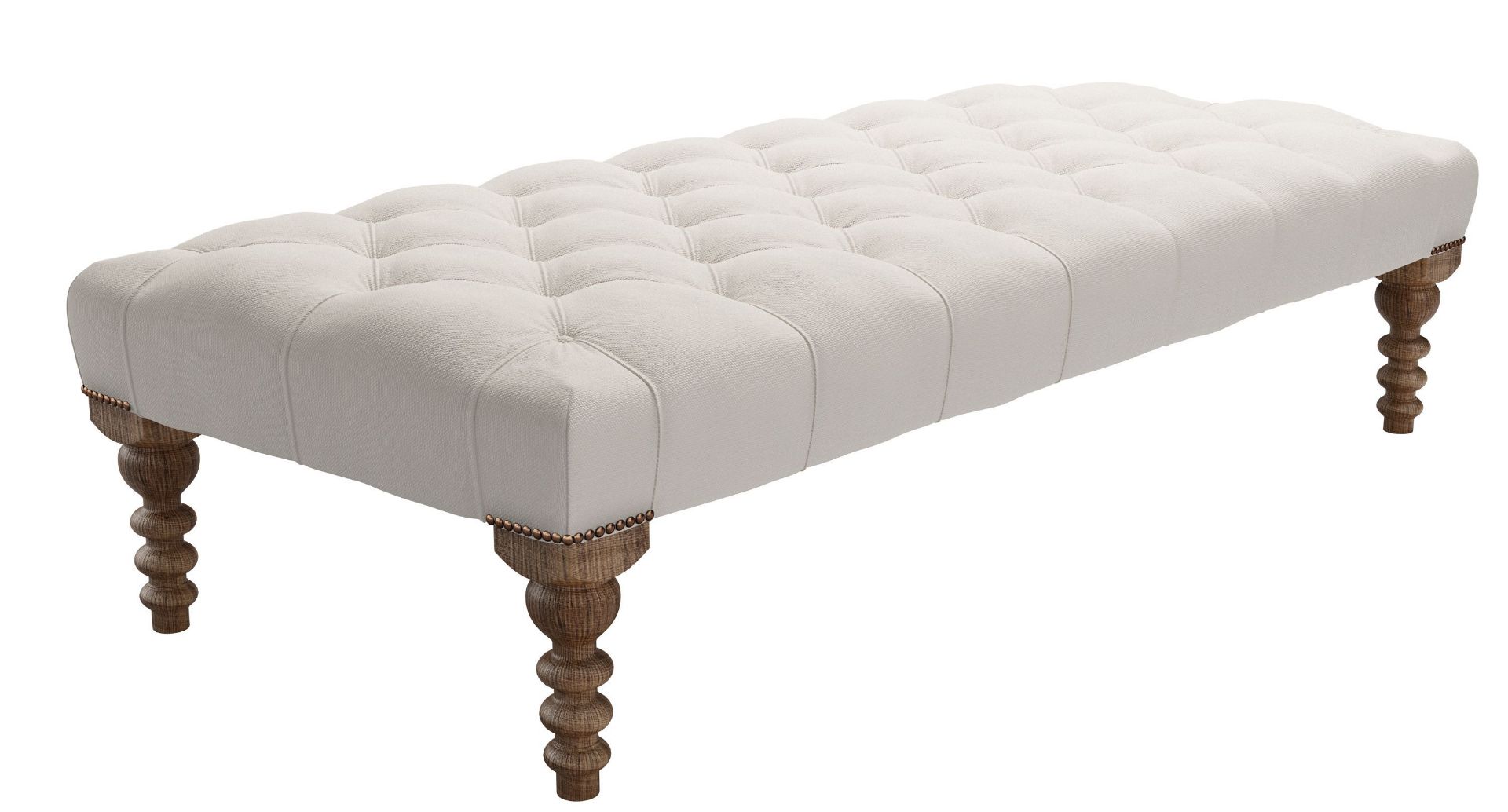 Valentin Large Rectangular Footstool In Taupe Brushed Linen Cotton RRP - £550