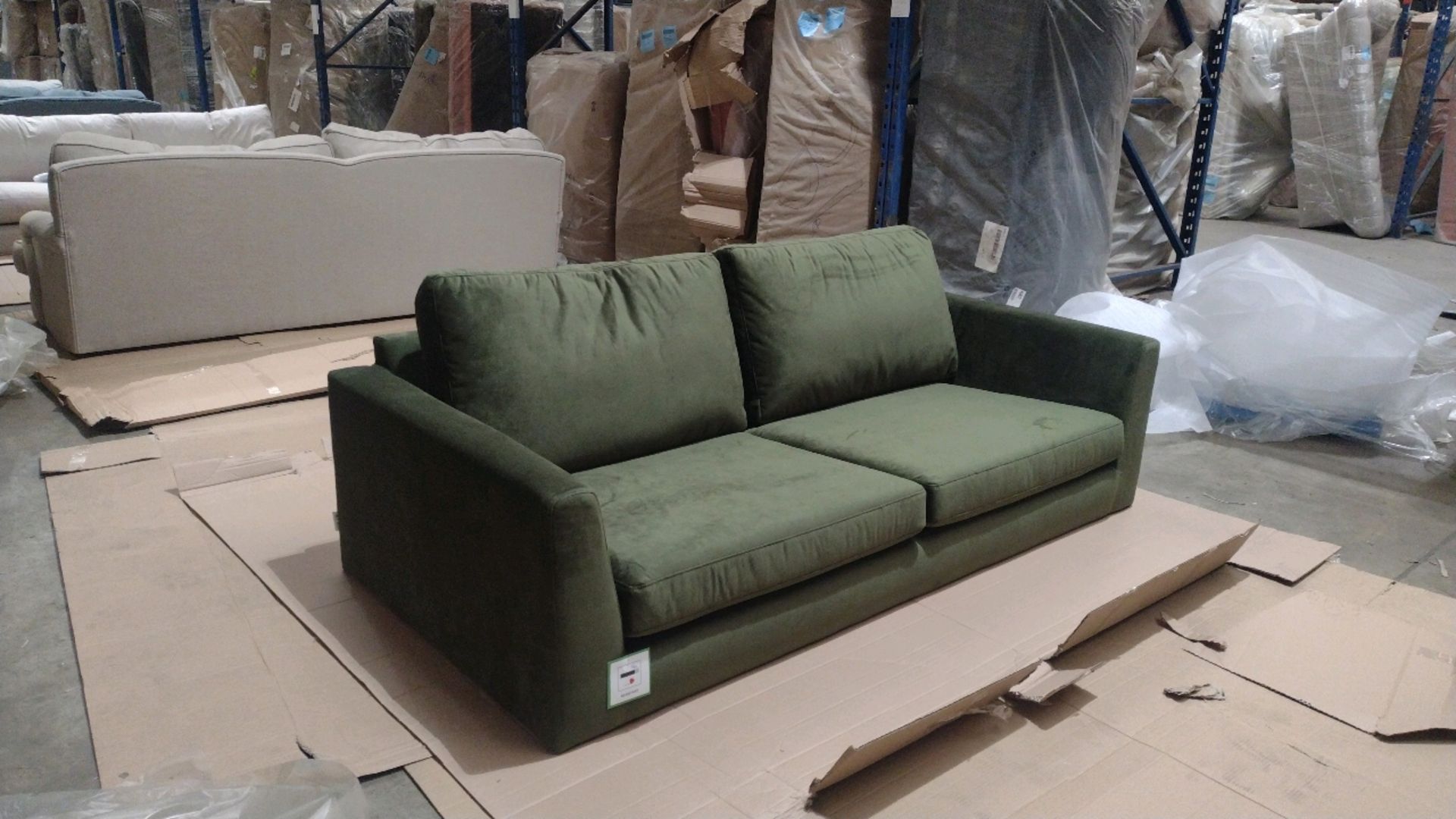 Jude 3 Seat Sofa In Green Velvet RRP - £1199 - Image 4 of 10