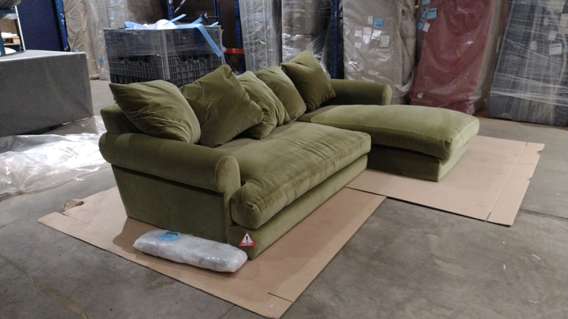 Teddy RHF Chaise Sofa In Olive Cotton Matt Velvet - Image 2 of 6