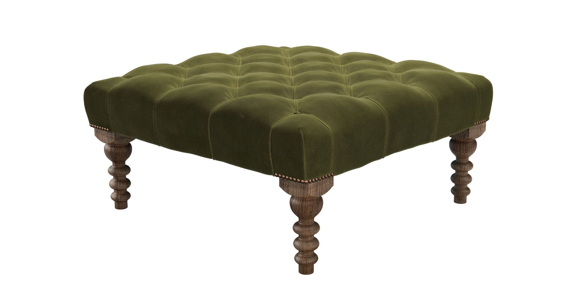 Valentin Medium Square Footstool In Meadow Smart Velvet RRP - £630