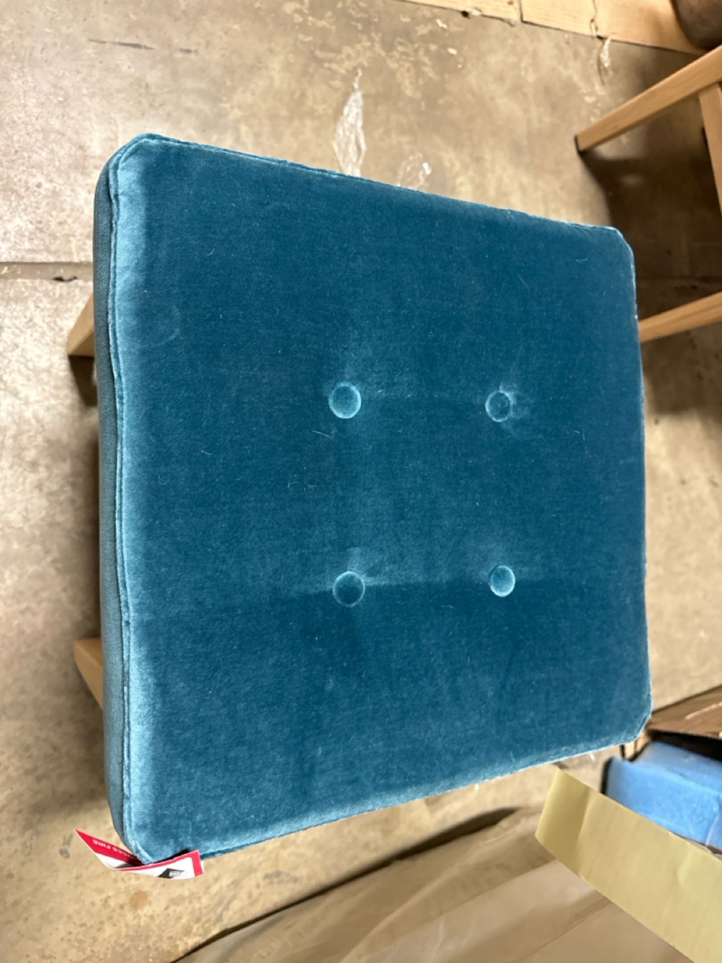 Buttons Short Stool In Deep Turquoise Cotton Matt Velvet RRP - £180 - Image 4 of 5