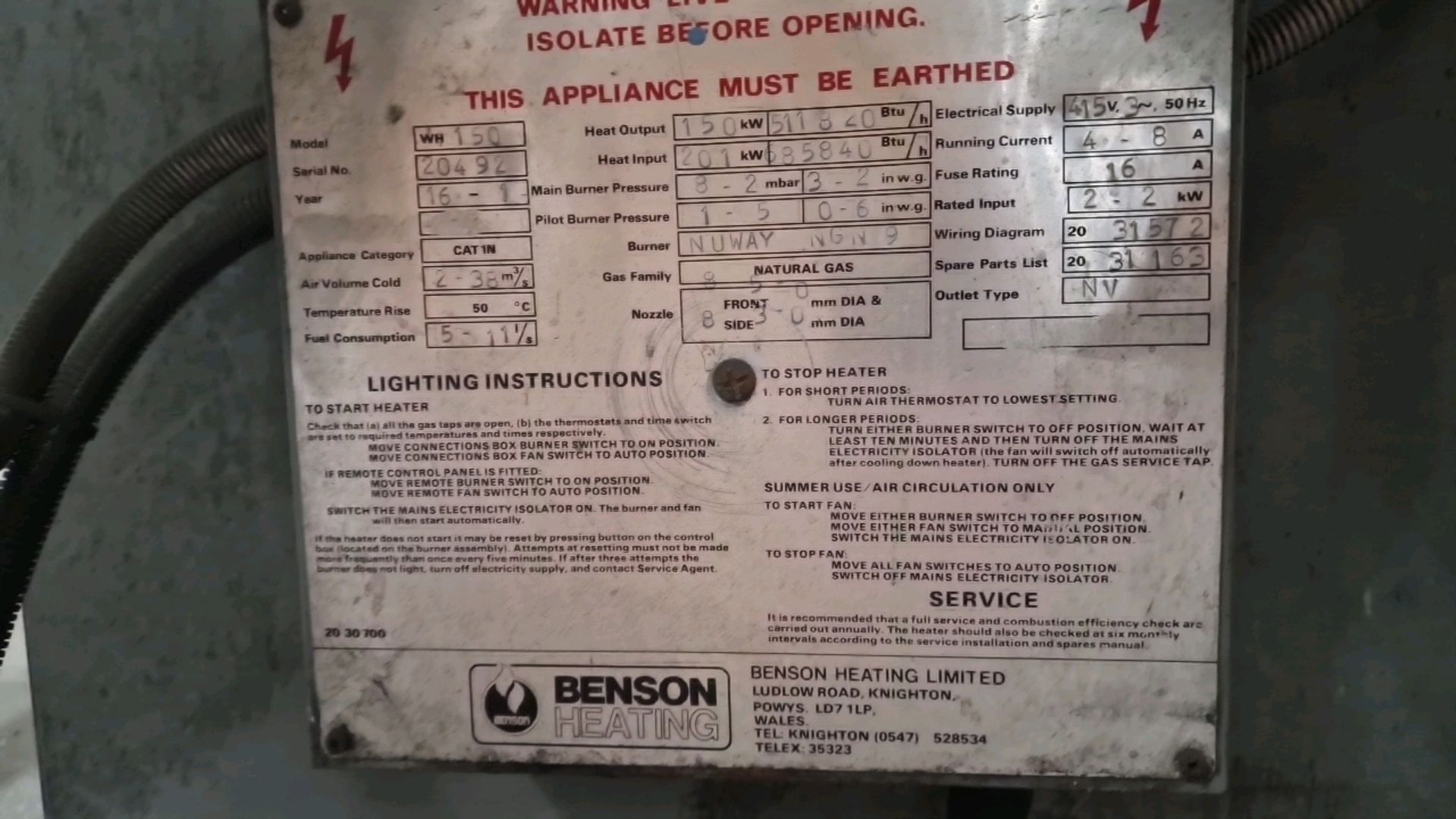Benson Heating Industrial Unit - Image 9 of 9