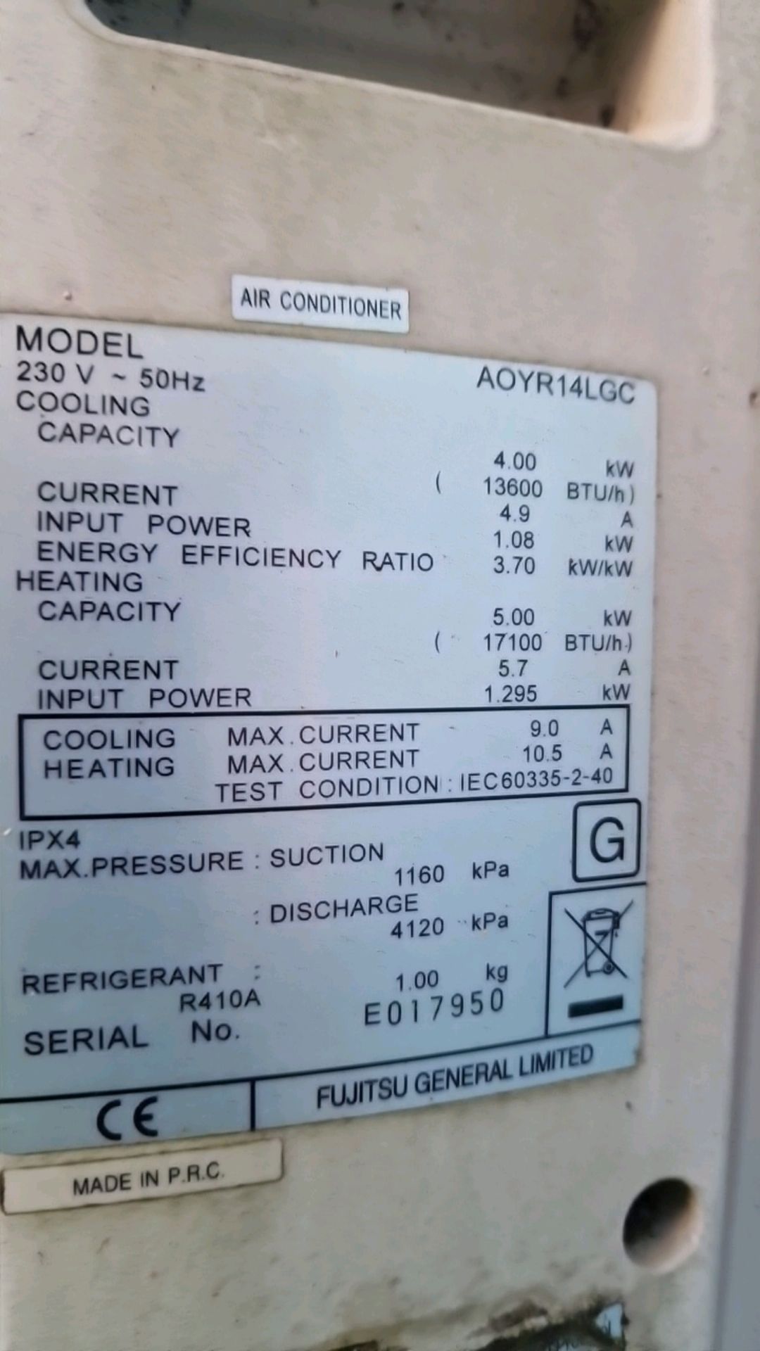 Fujitsu Outdoor Aircon Unit - Image 3 of 3