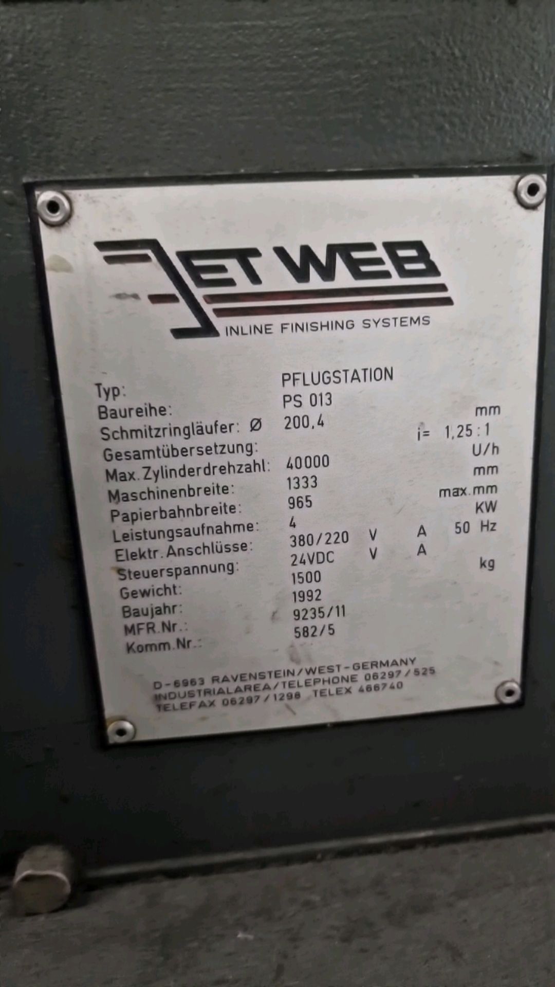 Jet Web Plow Machine - Image 4 of 8