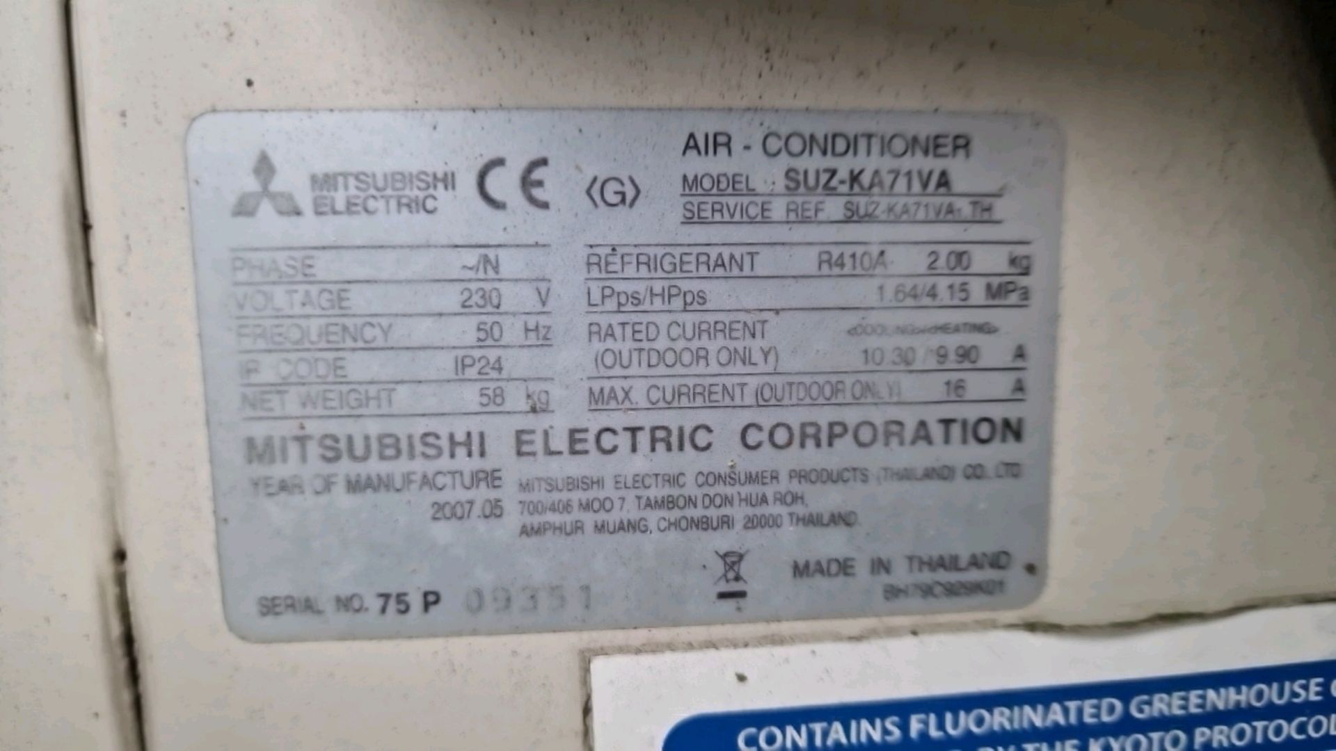 Mitsubishi Outdoor Aircon Unit - Image 2 of 2