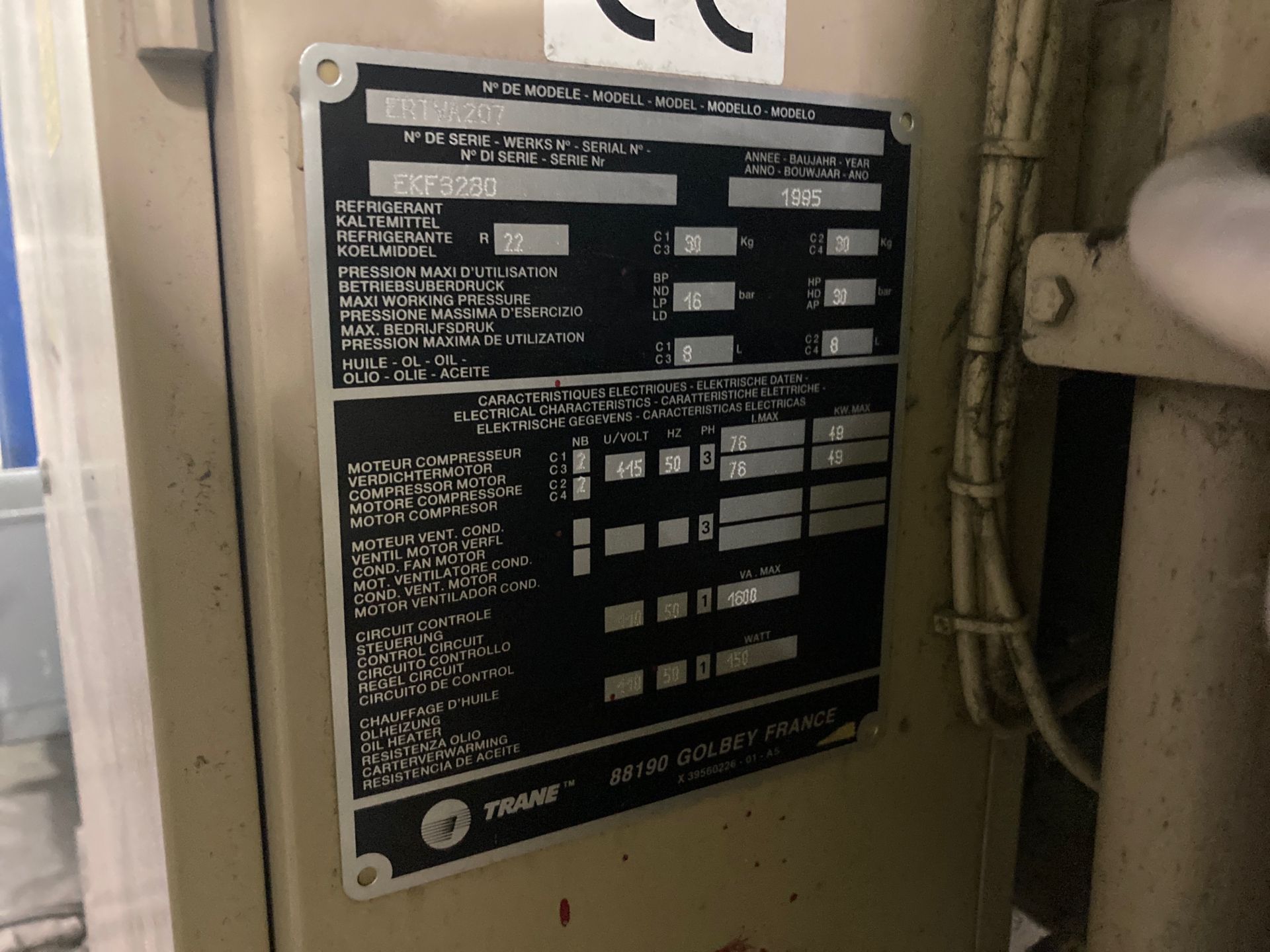 1995 Trane Water Chiller 90 Tonne - Image 4 of 4