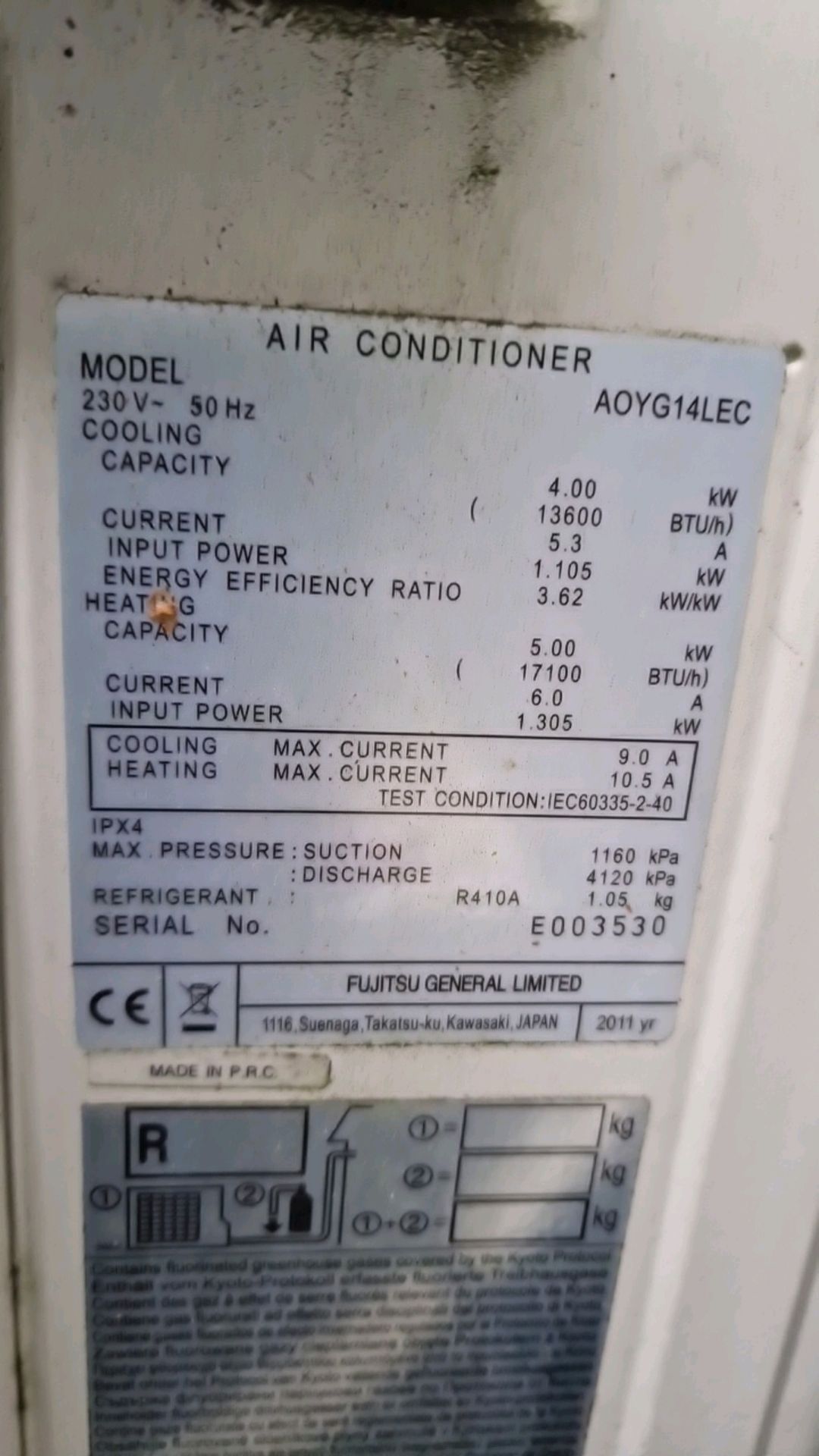 Fujitsu Outdoor Aircon Unit - Image 2 of 3