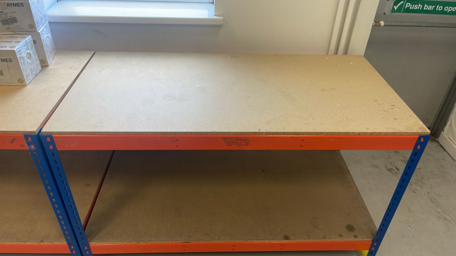 x2 Metal Workbenches with Chipboard Top - Image 2 of 4
