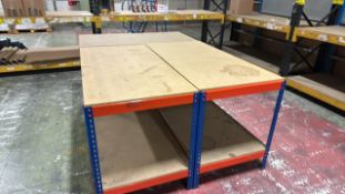 3x Metal Workbenches with Chipboard Top