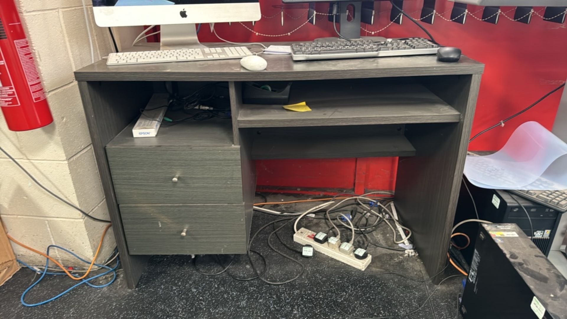 Grey Wood Office Desk With Drawers - Image 3 of 4