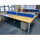 Bank Of 4 Desks With Privacy Dividers & Chairs