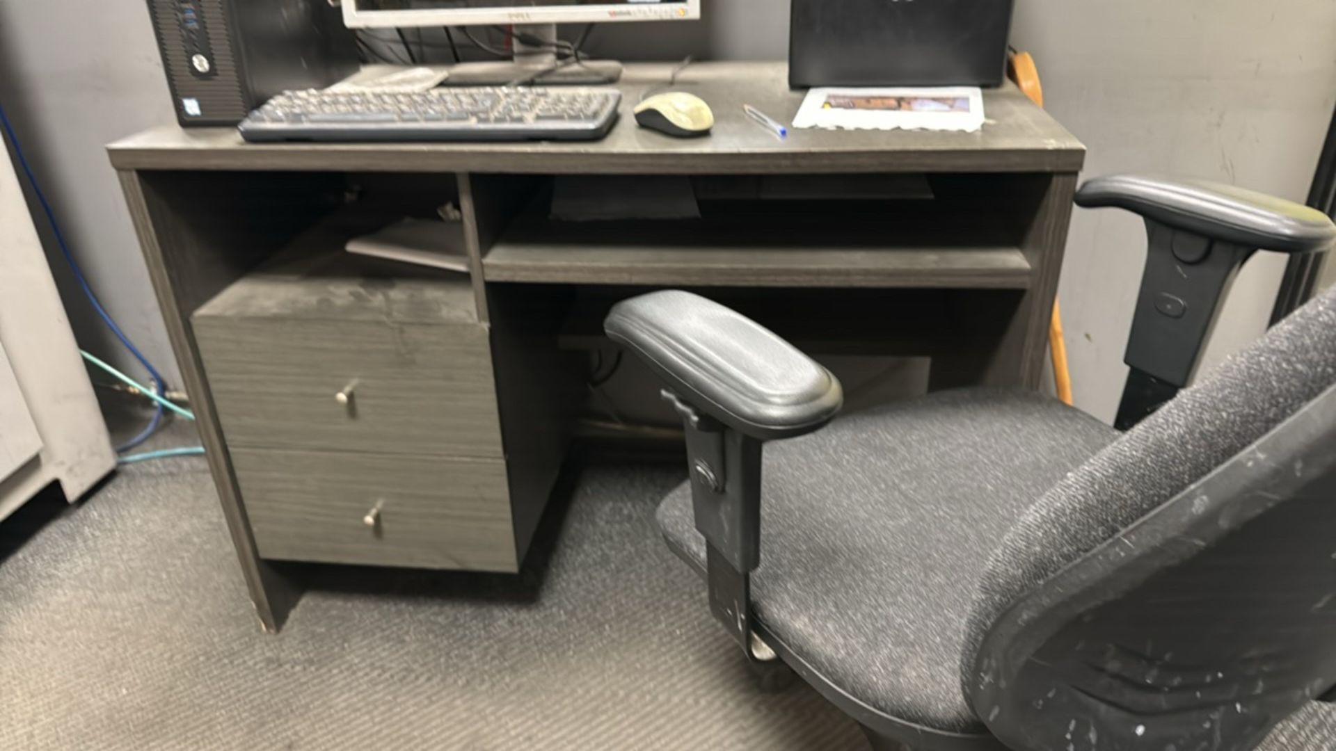 Grey Wood Office Desk With Drawers - Image 3 of 4