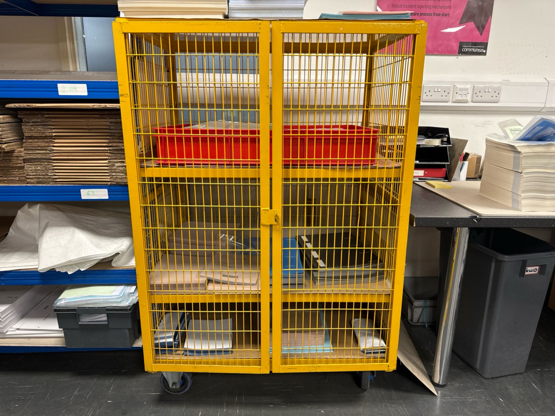 Yellow Lockable Mobile Storage Cage