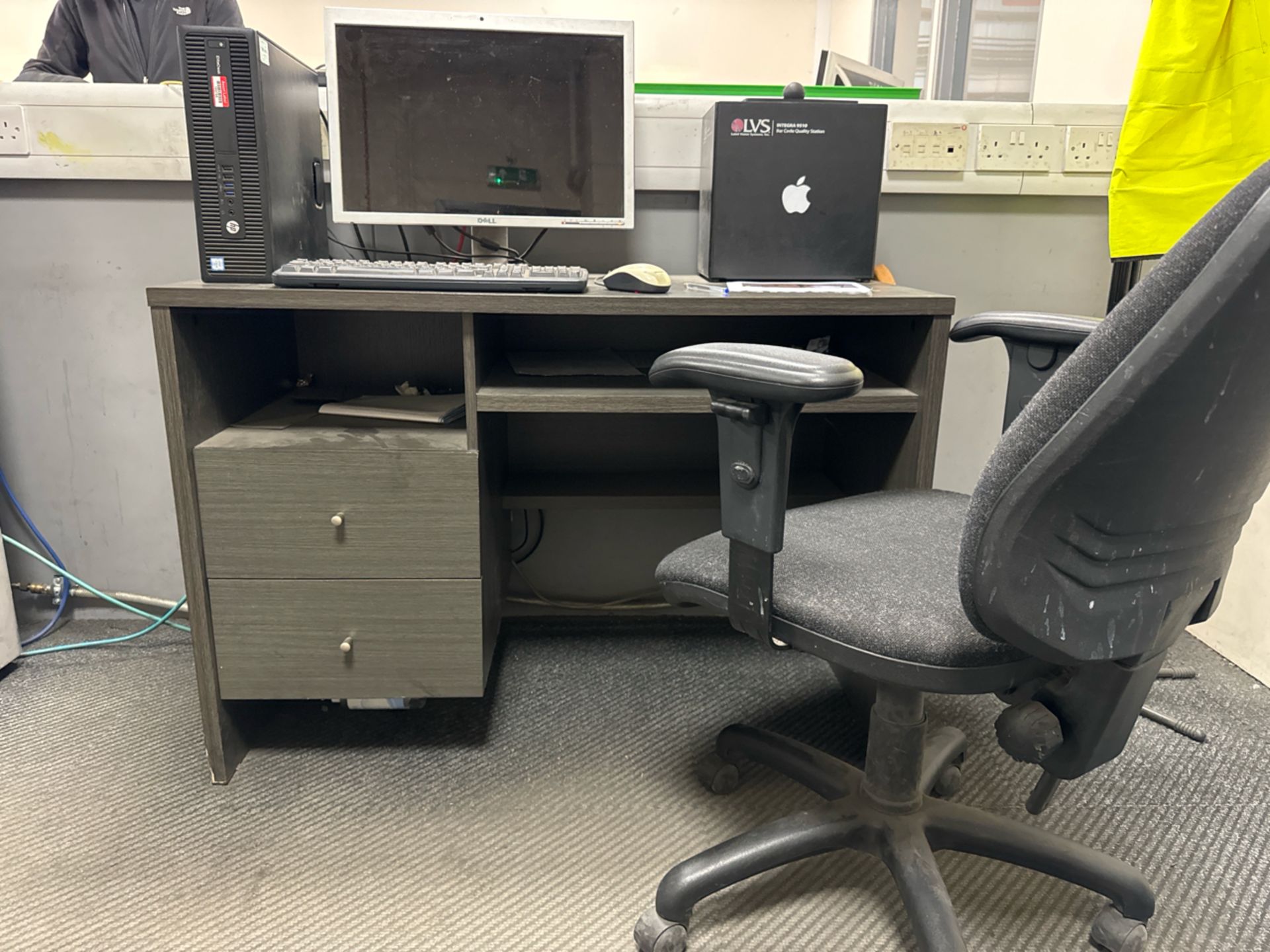 Grey Wood Office Desk With Drawers