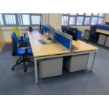 Bank Of 4 Desks With Privacy Dividers & Chairs