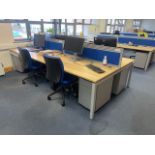 Bank Of 4 Desks With Privacy Dividers & Chairs