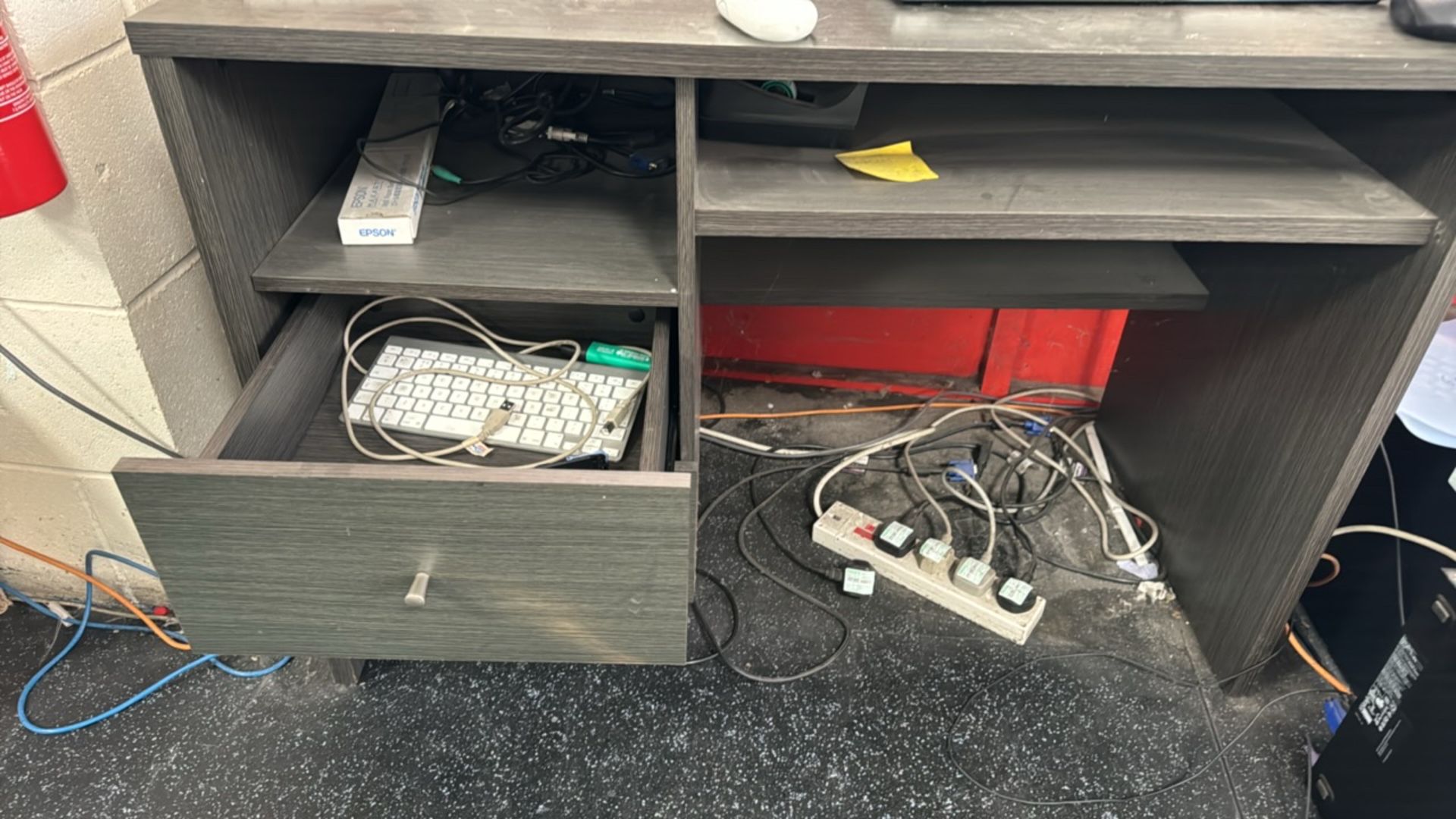 Grey Wood Office Desk With Drawers - Image 4 of 4