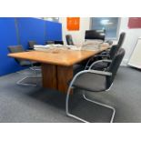 Wood Boardroom Table & Black Chairs x6