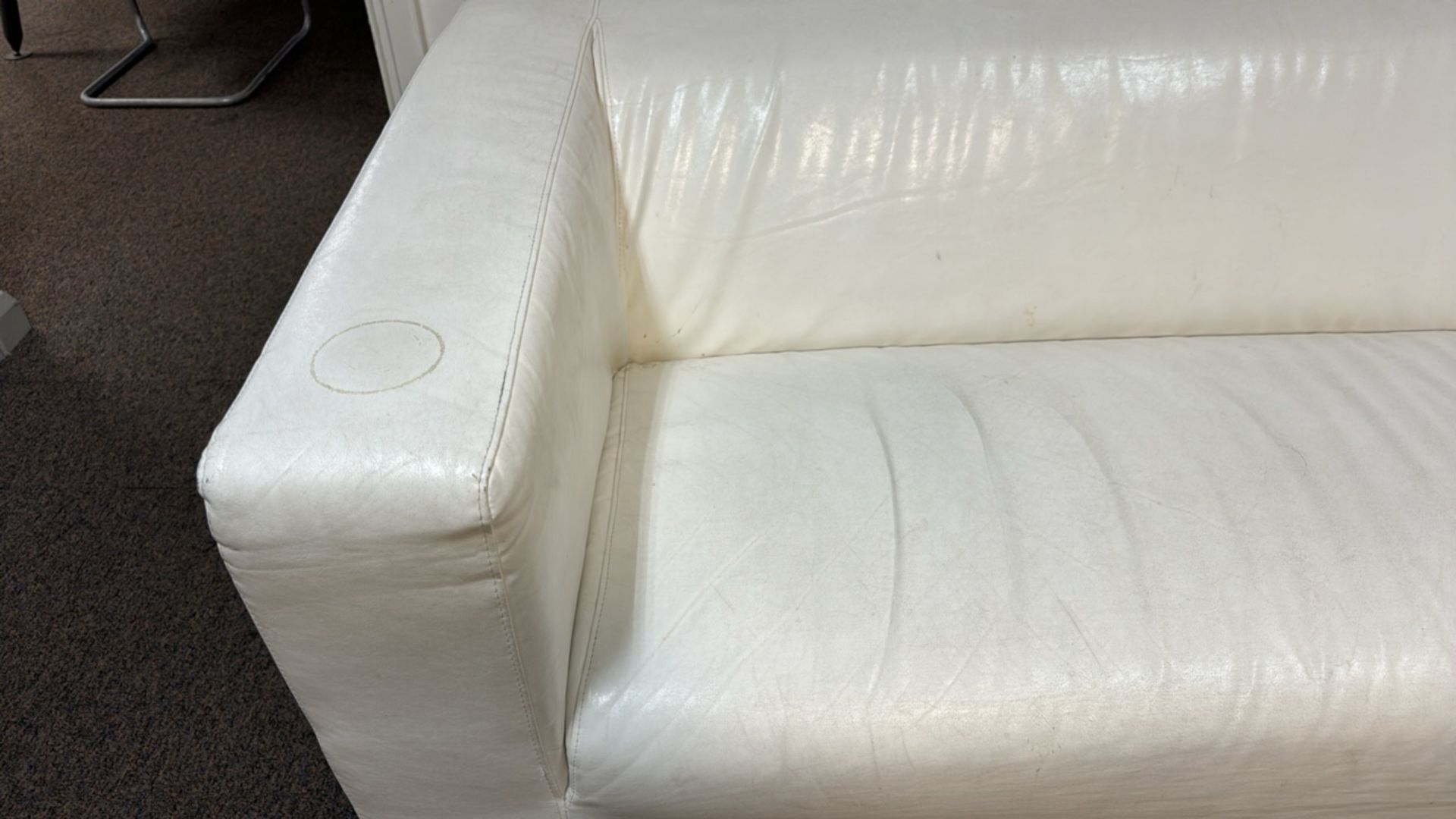 White Leather Look Sofa - Image 3 of 6