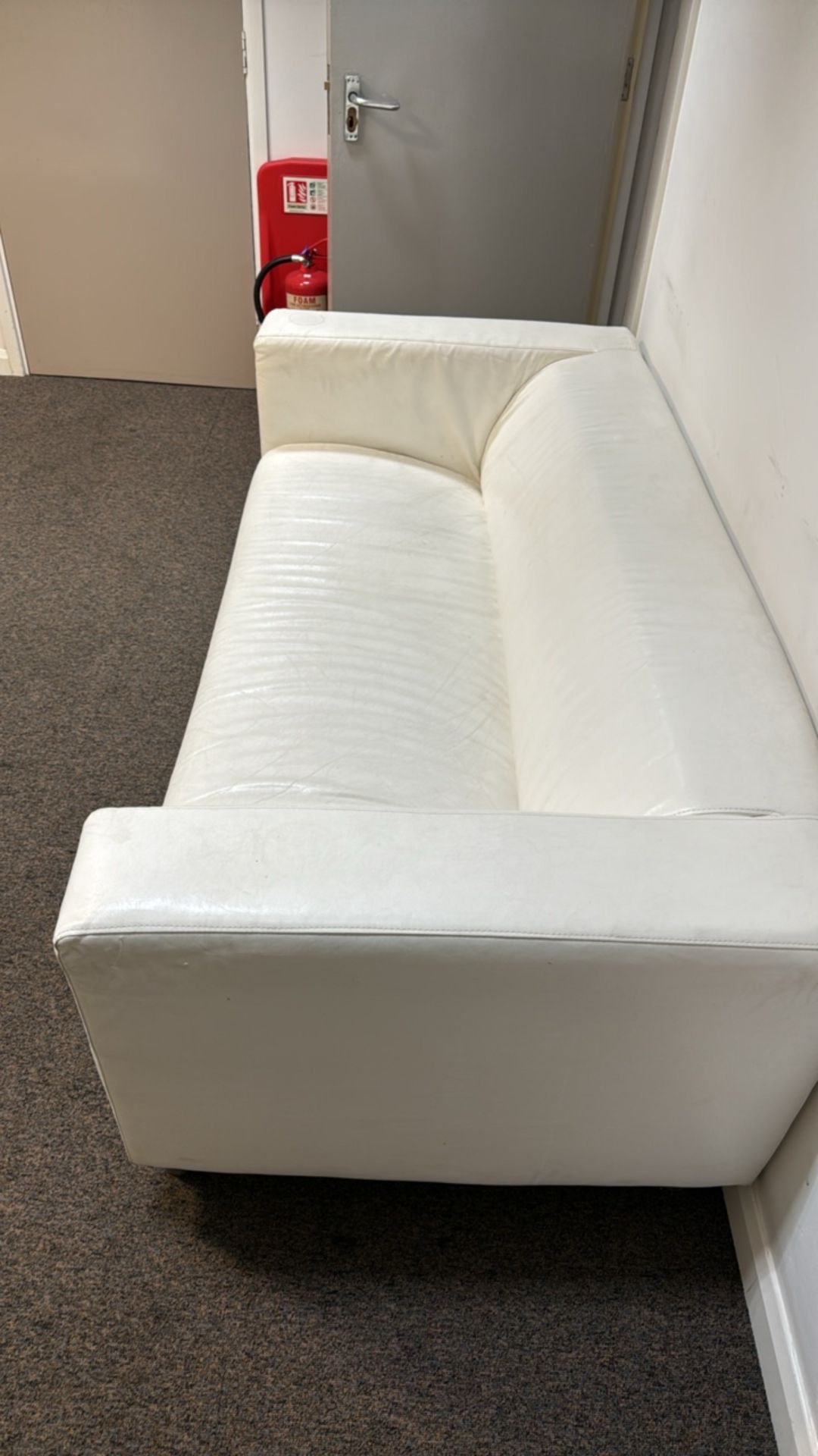 White Leather Look Sofa - Image 6 of 6