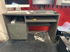 Grey Wood Office Desk With Drawers