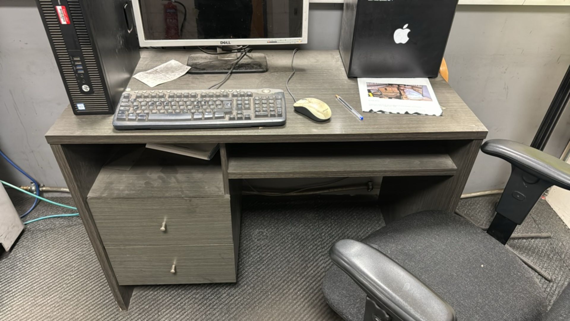 Grey Wood Office Desk With Drawers - Image 2 of 4