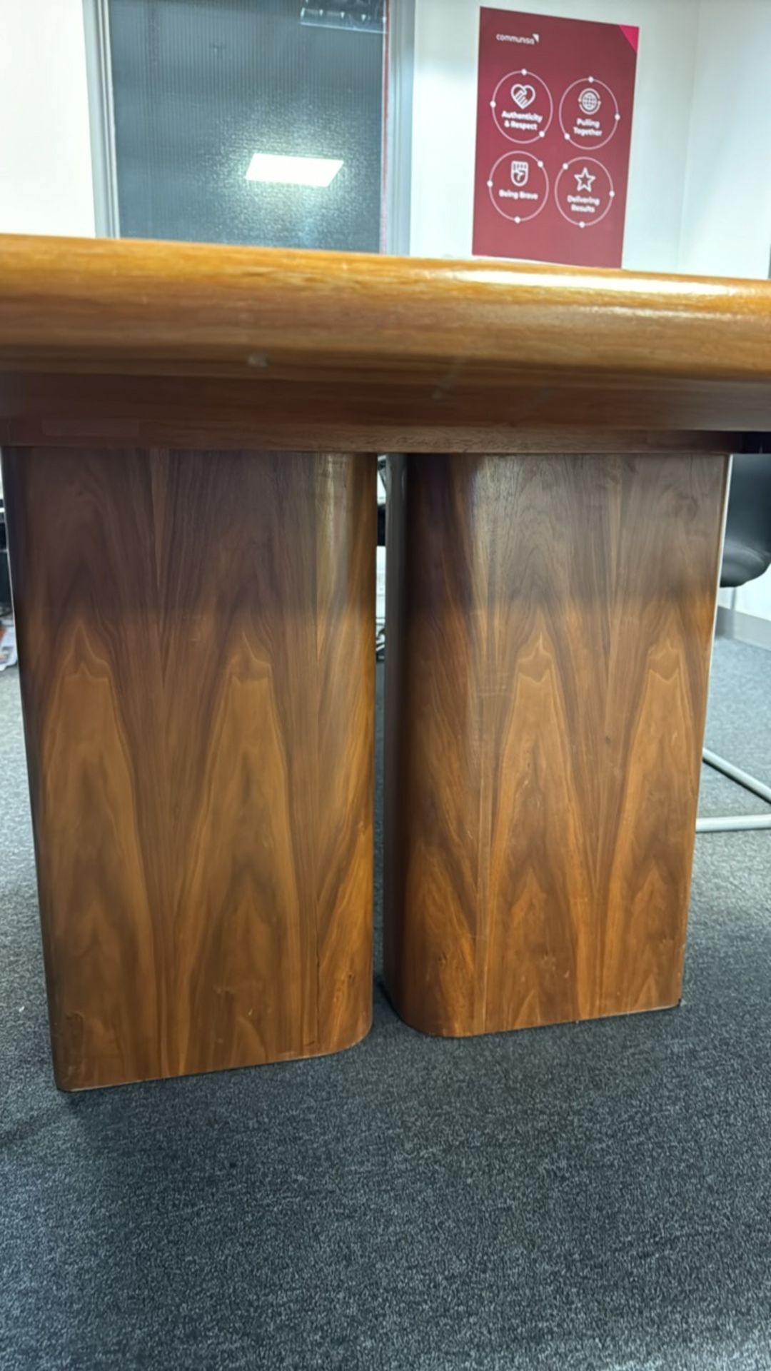 Wood Boardroom Table & Black Chairs x6 - Image 9 of 9