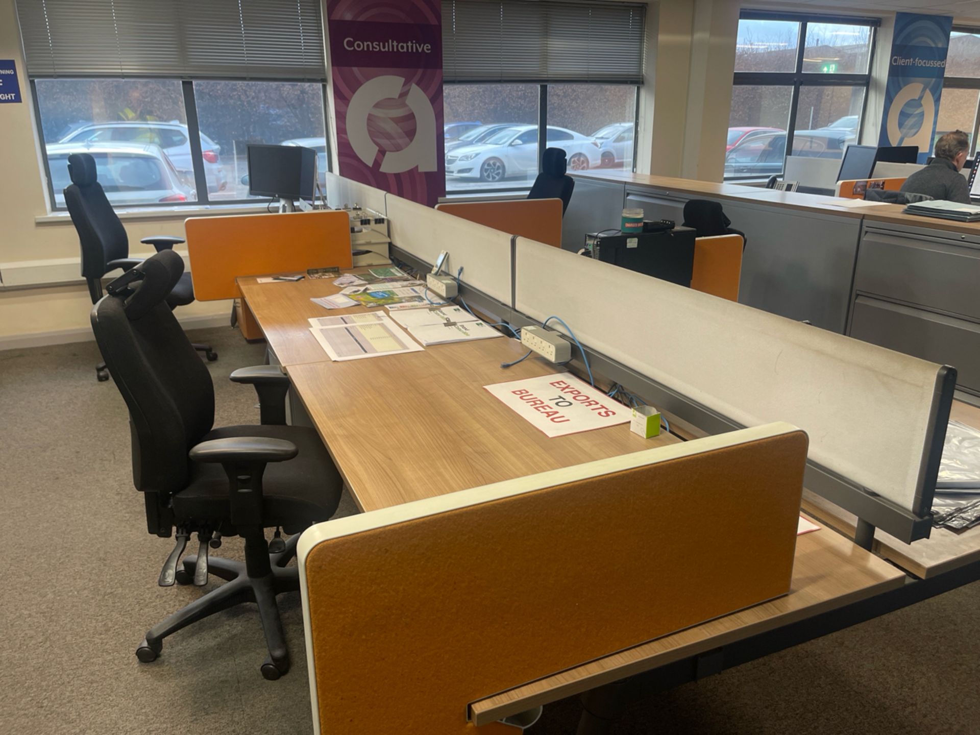 Bank Of 6x Desks With Privacy Dividers