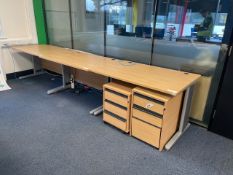 Three Desks & Drawer Units