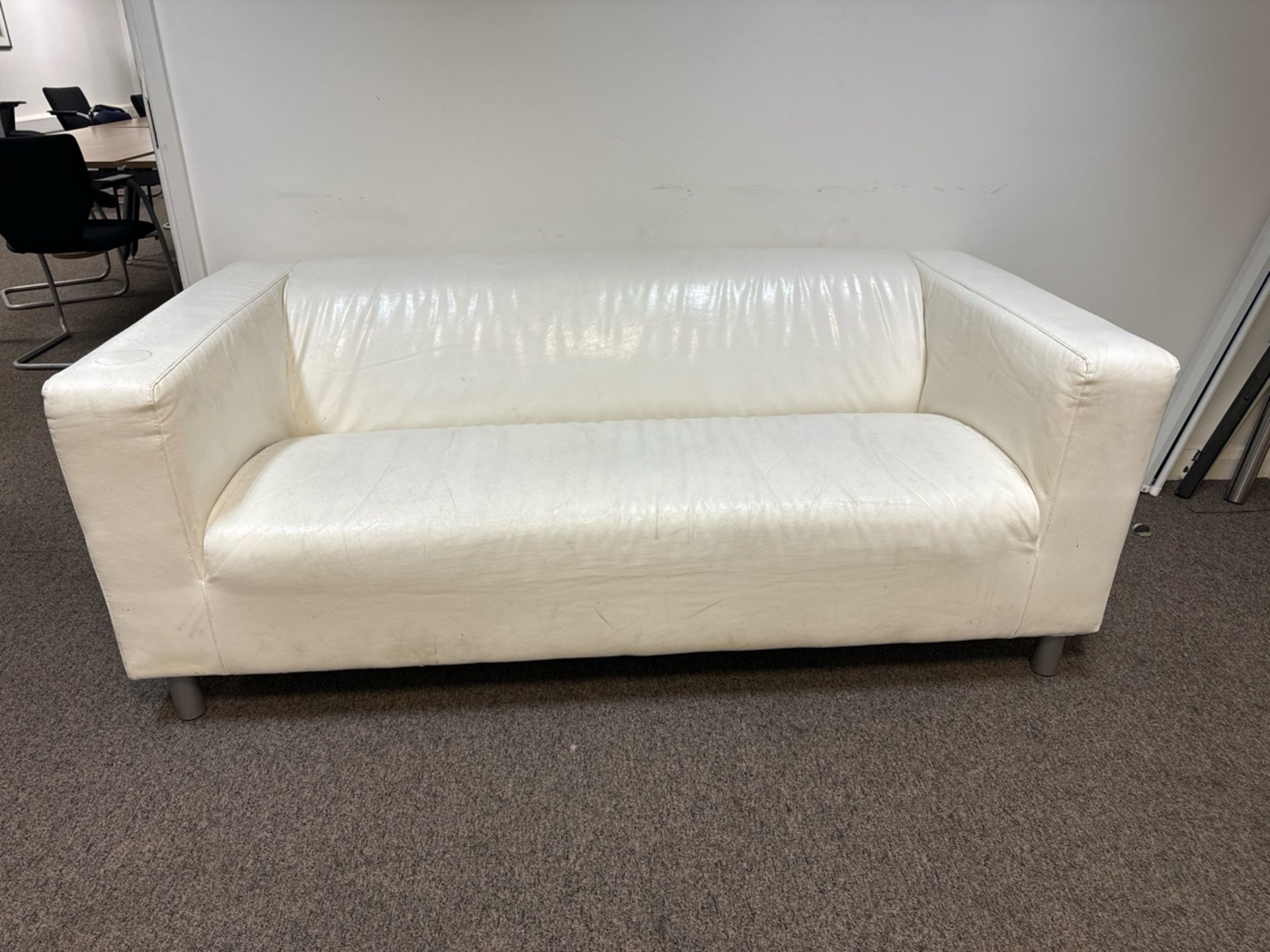 White Leather Look Sofa