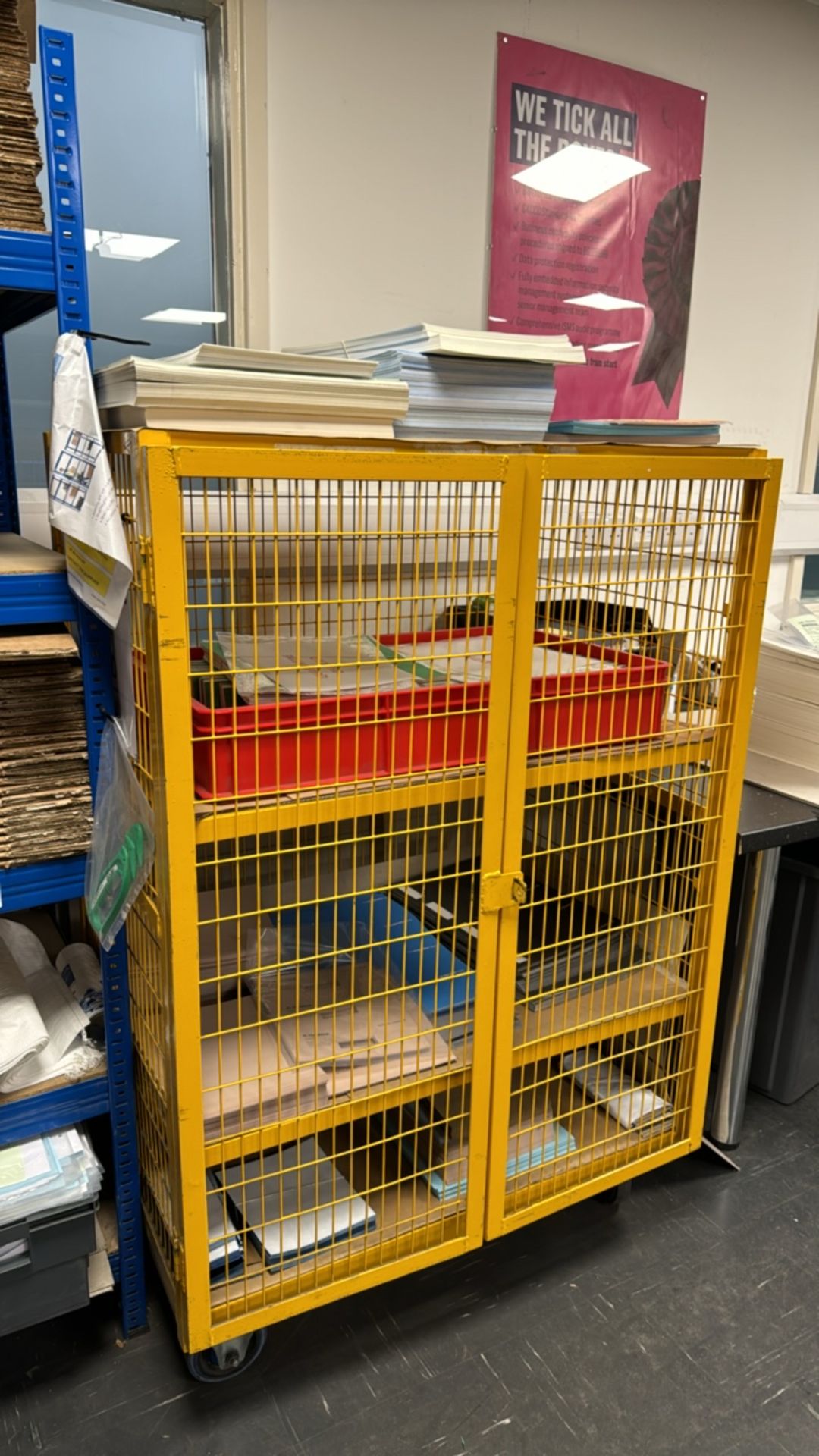 Yellow Lockable Mobile Storage Cage - Image 3 of 6