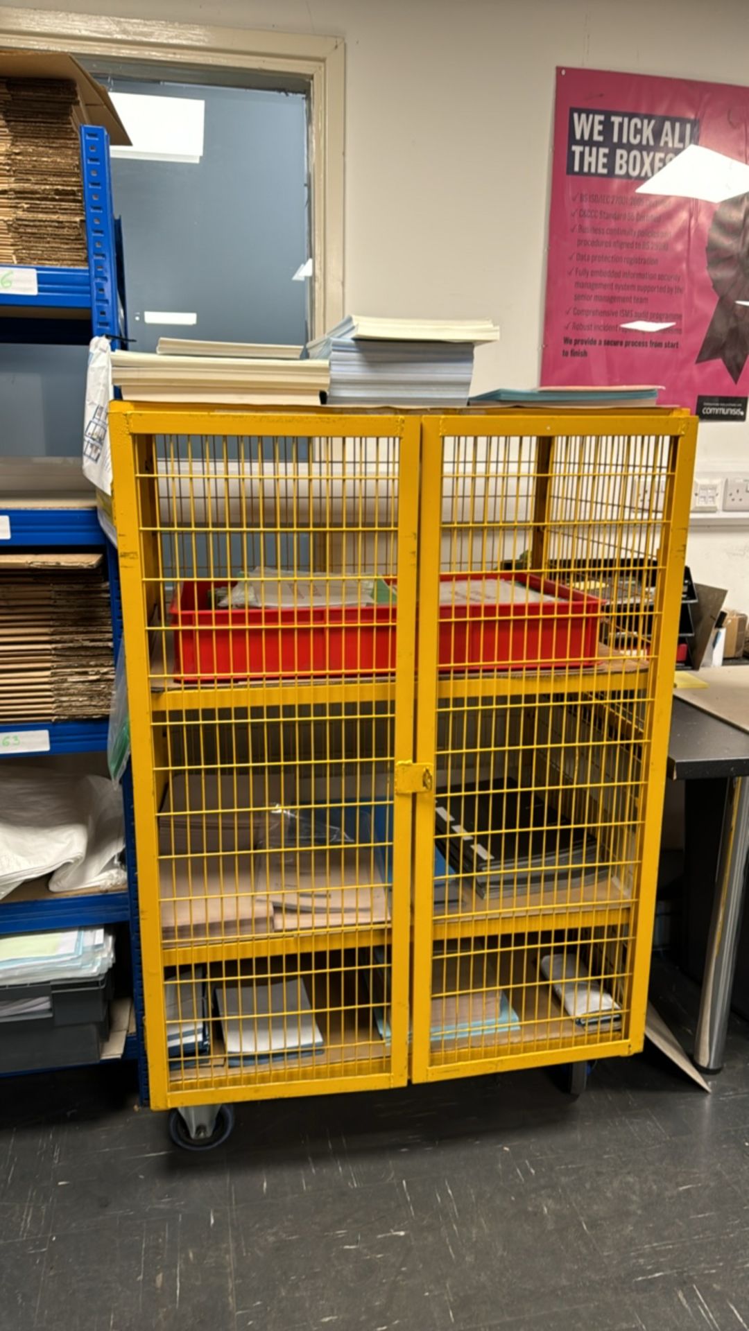 Yellow Lockable Mobile Storage Cage - Image 2 of 6