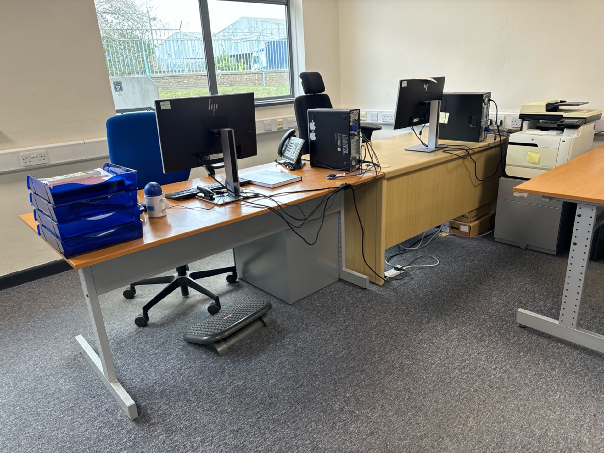 Desks x4, Chairs x2, Storage Drawers x2, Monitors, Keyboards and Mouse