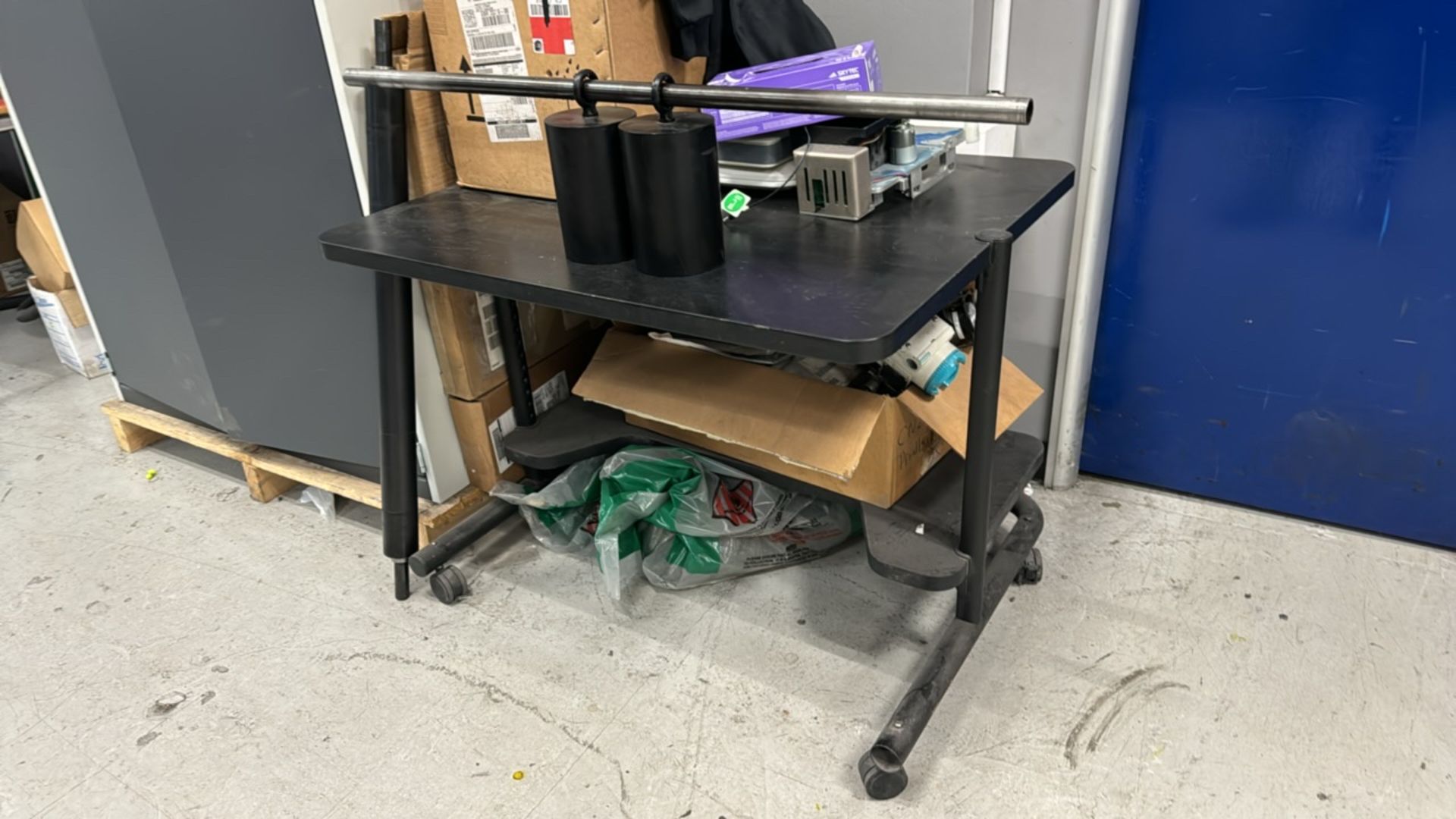 Anthro Black Mobile Table with Under Shelf - Image 2 of 3