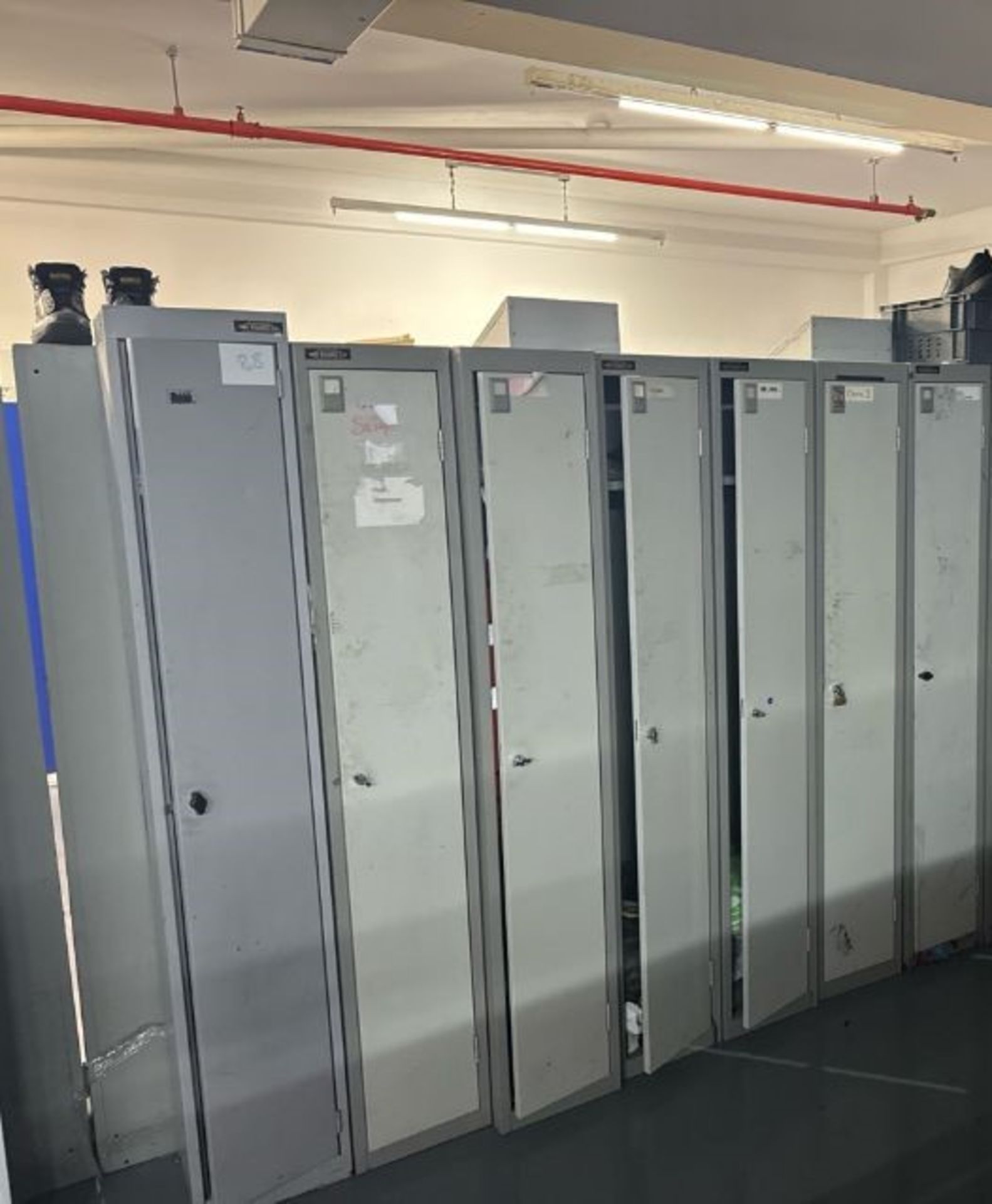 Bank of 7 Grey Tall Lockers