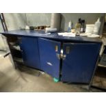 Blue Wooden Mobile Work Bench