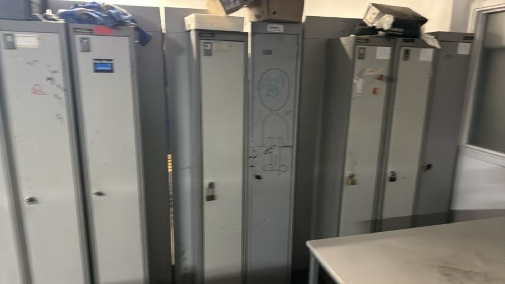 Bank of 7 Grey Tall Lockers