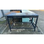 Metal Workbench With Wooden Top