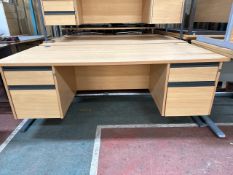 Pine Effect Office Desk With Storage Drawers