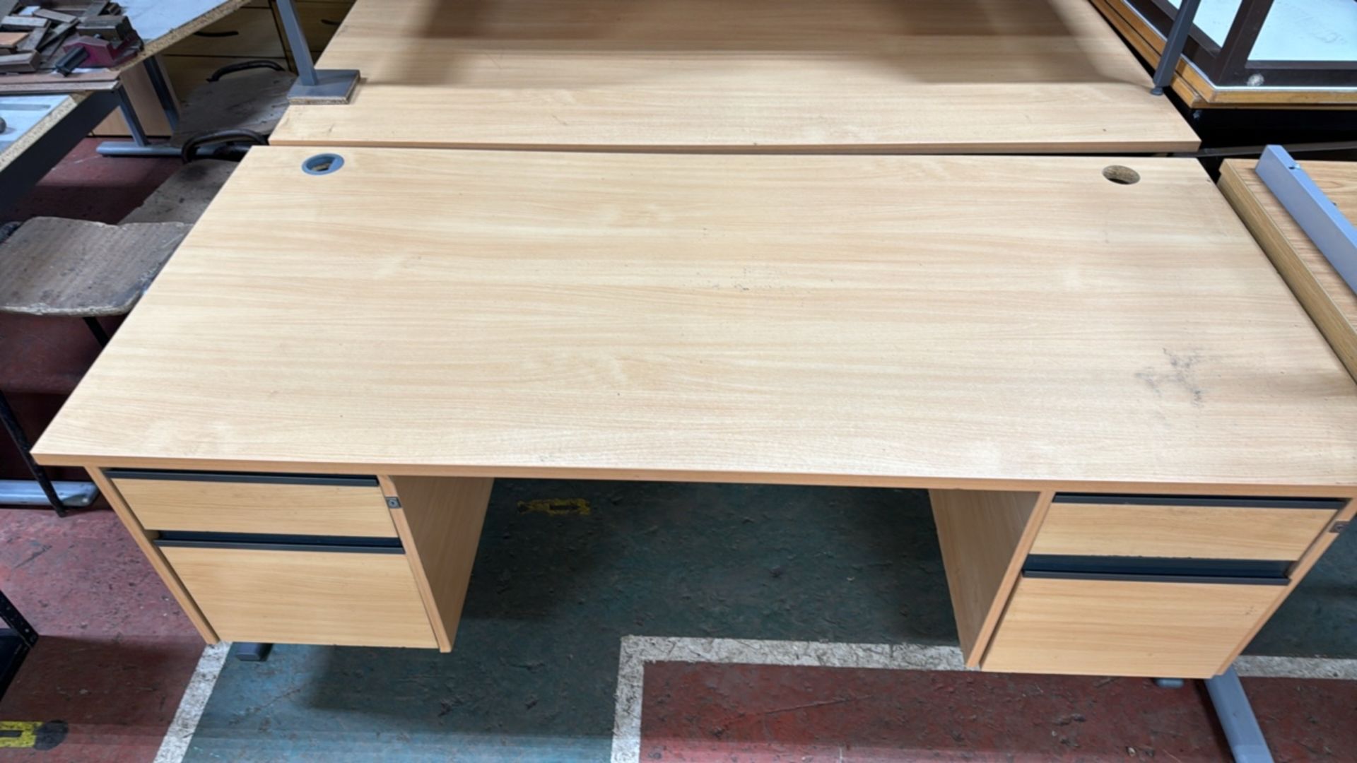 Pine Effect Office Desk With Storage Drawers - Image 3 of 7