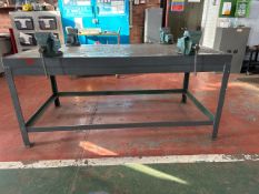Metal Framed Workbench With 4 Vices