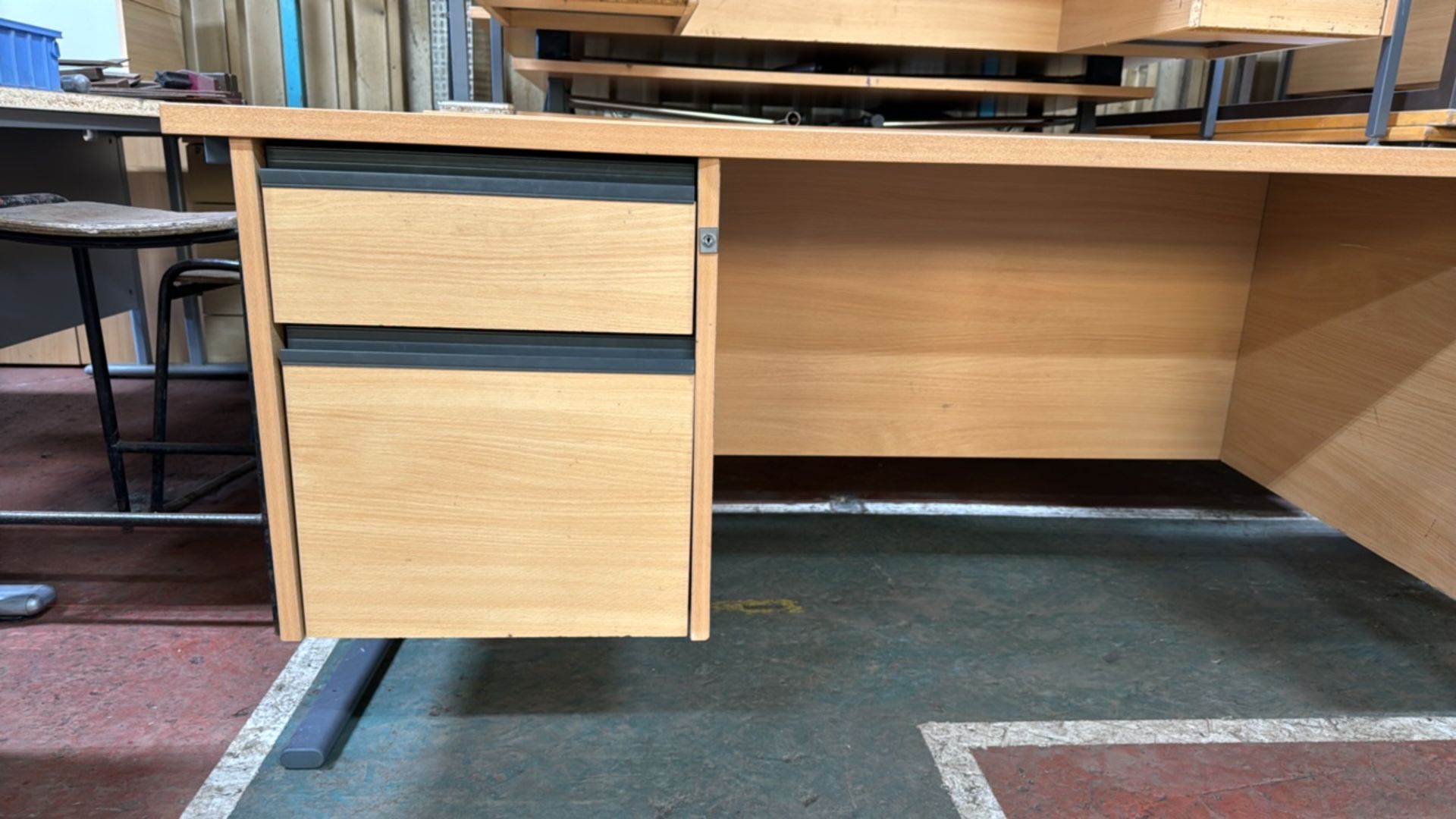 Pine Effect Office Desk With Storage Drawers - Image 4 of 7