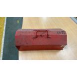 Empty Red Metal Toolbox