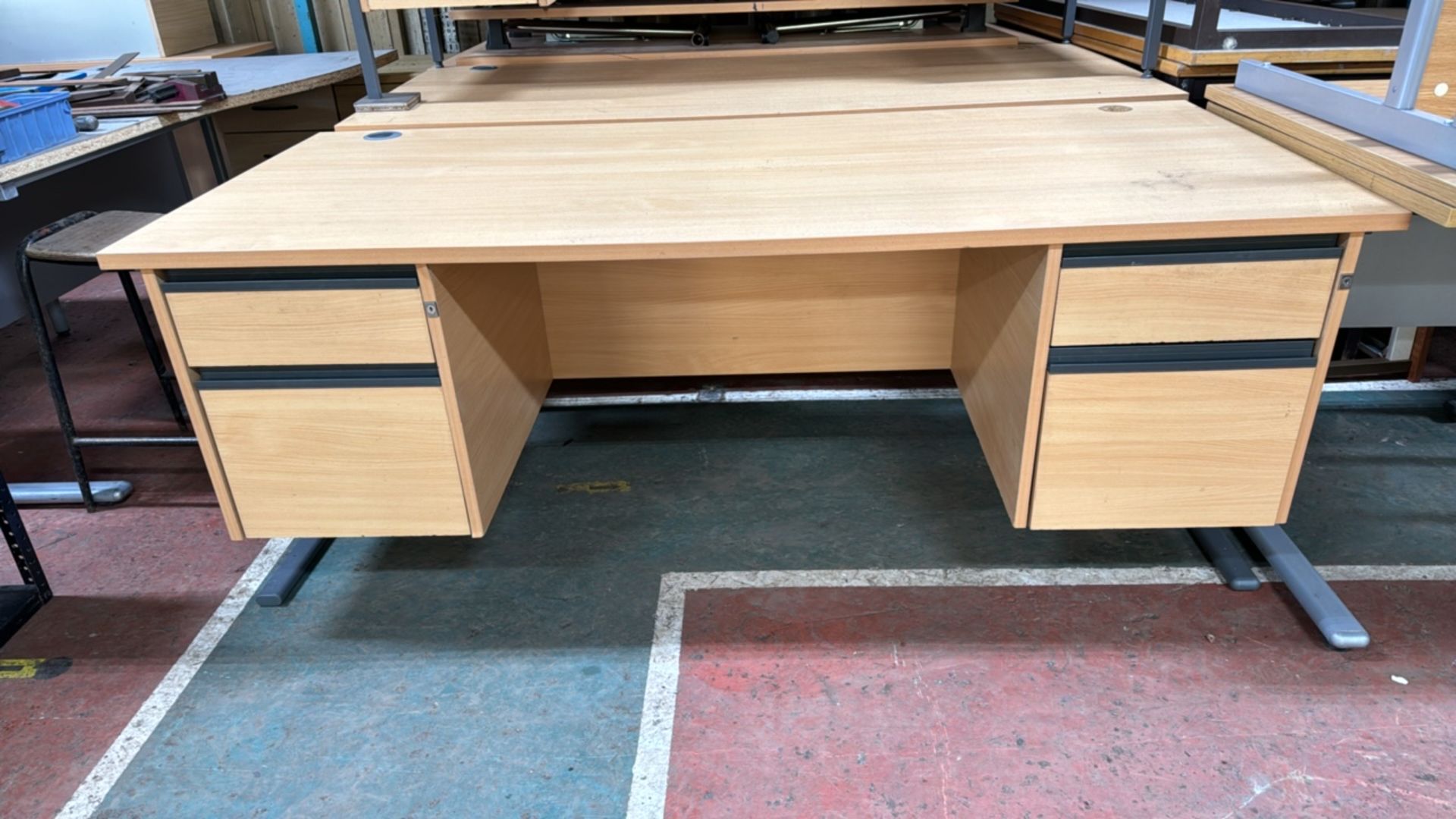 Pine Effect Office Desk With Storage Drawers - Image 2 of 7