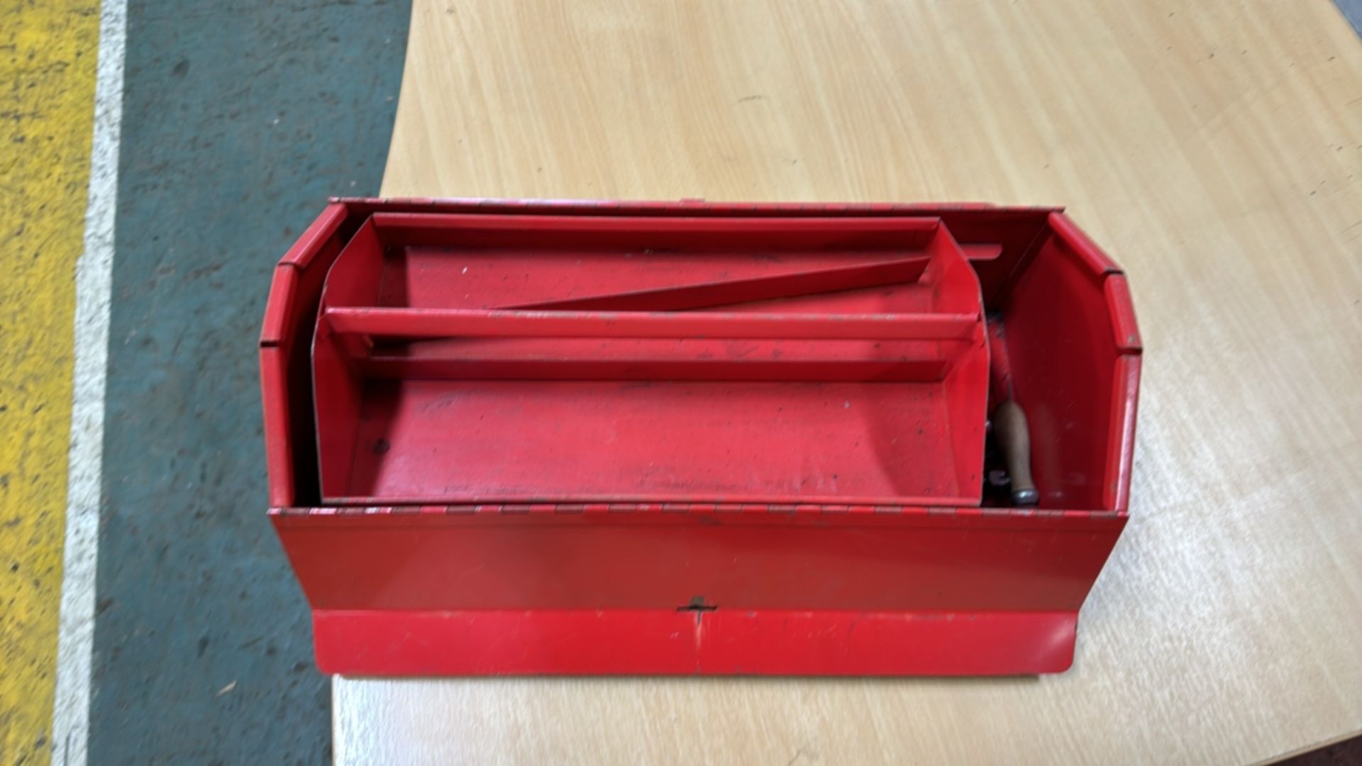 Empty Red Metal Toolbox - Image 4 of 4