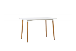 White Gloss Table With Wooden Legs