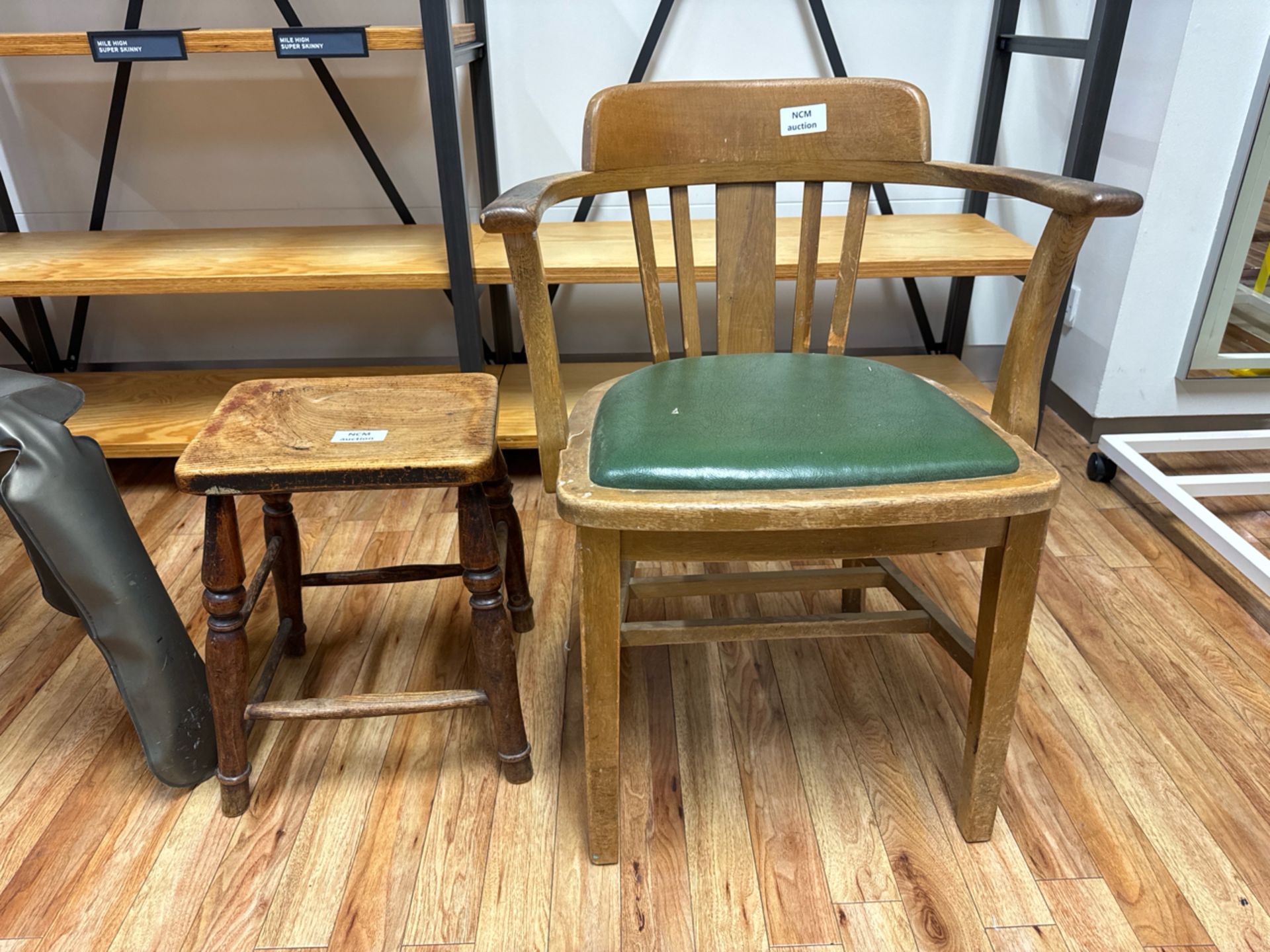 Wooden Chair & Stool Set - Image 3 of 3